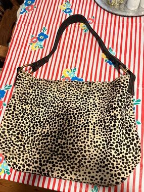 Wild Goose Cheetah print leather and hair large shoulder bag
